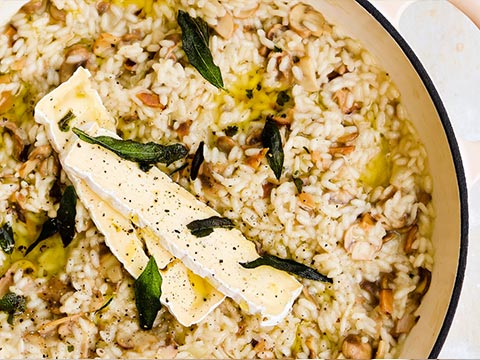 Mushroom and Sage Risotto with Truffle Brie