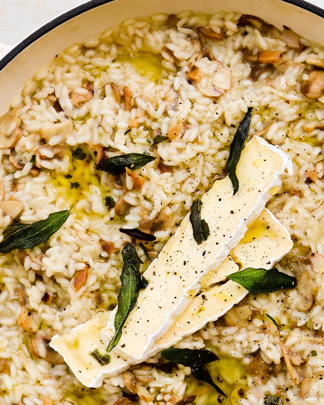 Mushroom and Sage Risotto with Truffle Brie