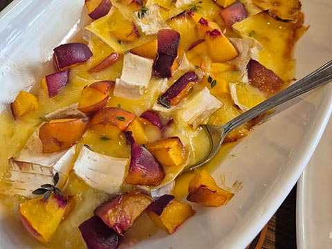 Baked Triple Cream Brie-and peaches